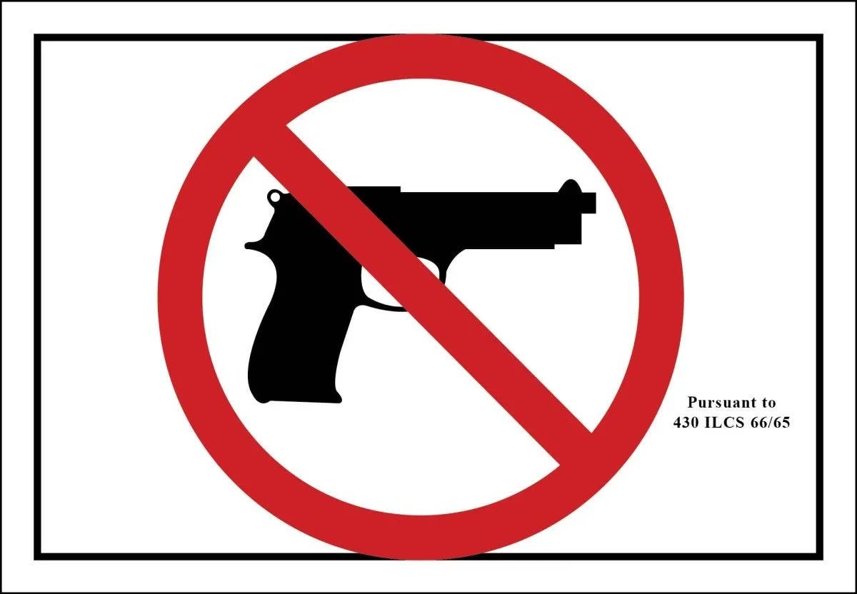 AccuformNMC MACC550 No Firearms, Safety Sign, 4-1/2" H x 6-1/2" W