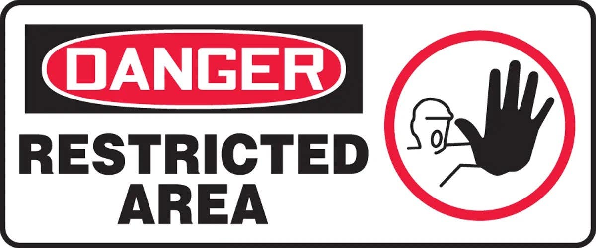 AccuformNMC MADC006 OSHA Danger Safety Sign, Restricted Area, 7" Hx 17" W