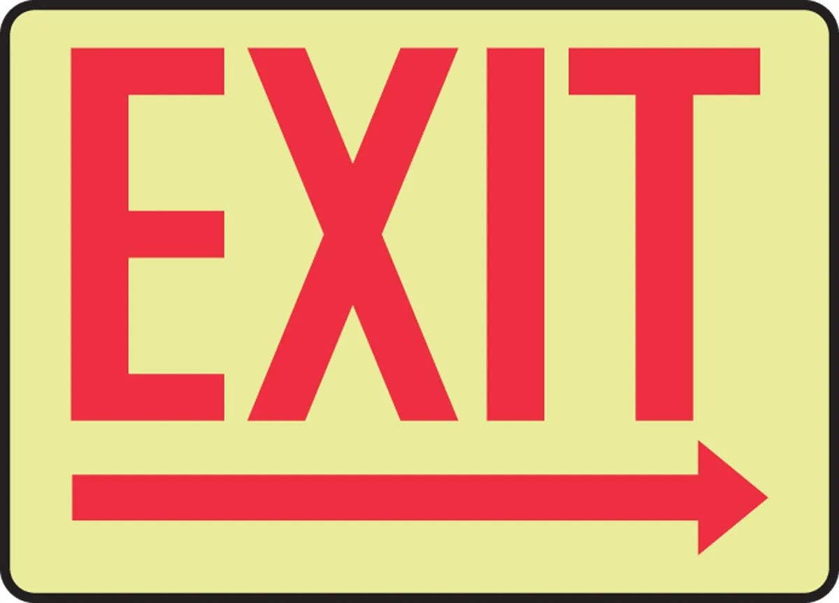 AccuformNMC MADC53 Safety Glow Sign, Exit, 10" H x 14" W