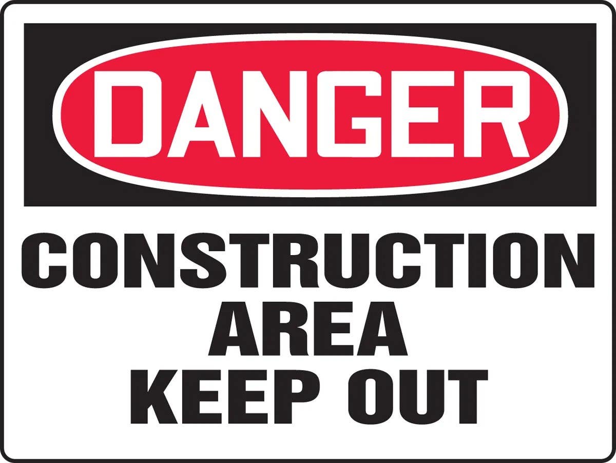 AccuformNMC MADM015 OSHA Danger Safety Sign, Construction Area, Keep Out, 24" H x 36" W