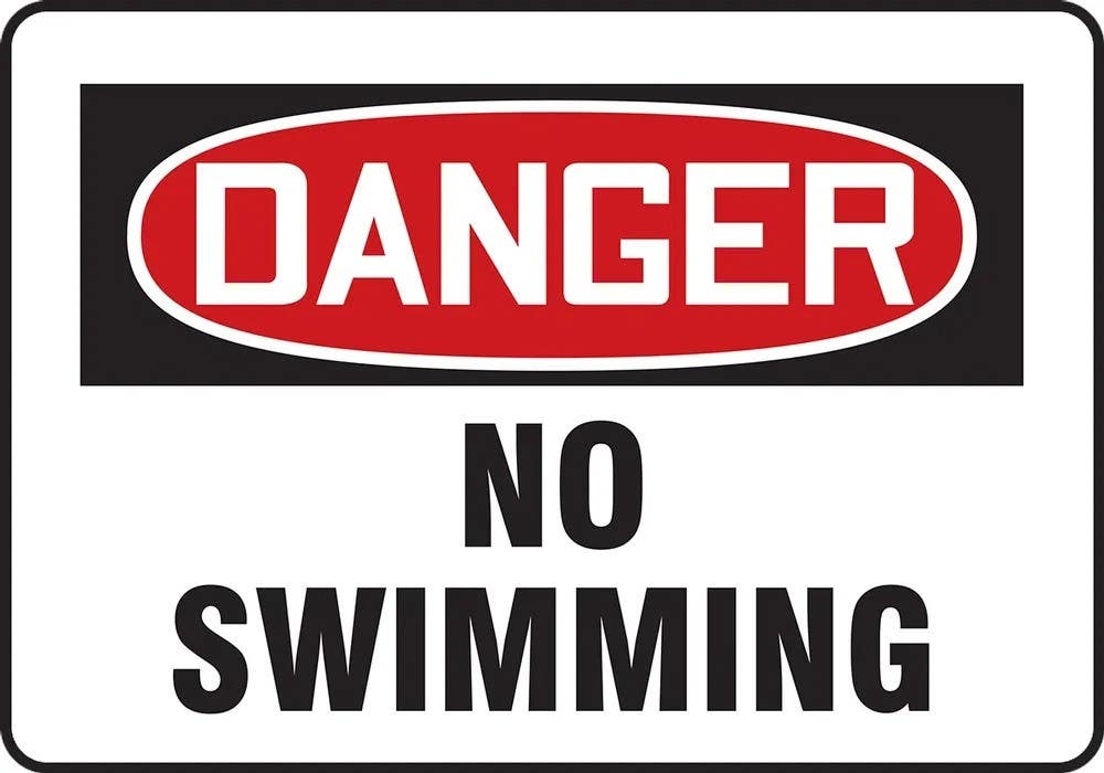 AccuformNMC MADM02 OSHA Danger Safety Sign, No Swimming