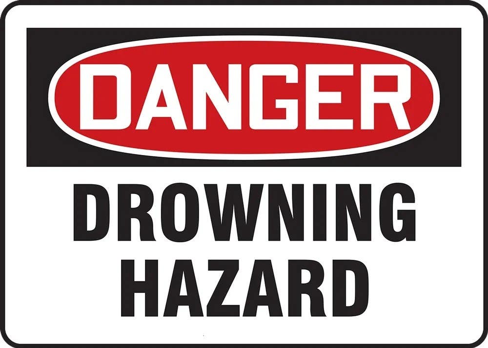 AccuformNMC MADM03 OSHA Danger Safety Sign, Drowning Hazard