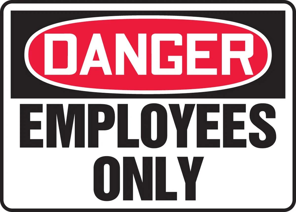 AccuformNMC MADM032 OSHA Danger Safety Sign, Employees Only, 10" H x 14" W