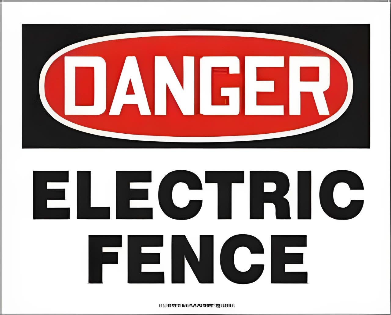 AccuformNMC MADM033 OSHA Danger Safety Sign, Electric Fence, 10" H x 14" W