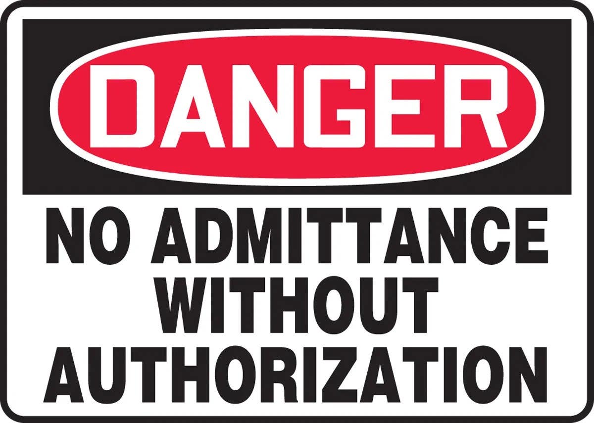 AccuformNMC MADM074 OSHA Danger Safety Sign, No Admittance Without Authorization, 10" H x 14" W