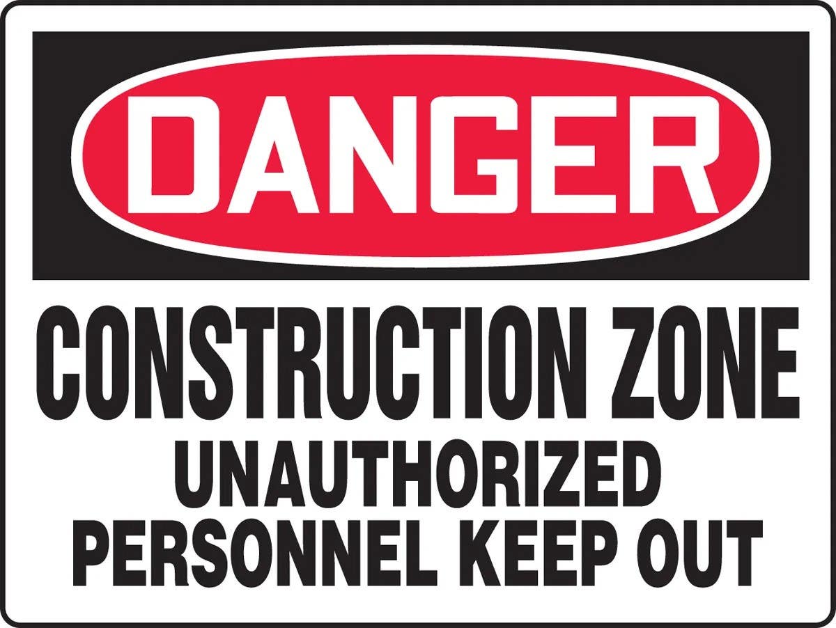 AccuformNMC M Really BigSign, OSHA Danger Safety Sign, Construction Zone, Unauthorized Personnel Keep Out