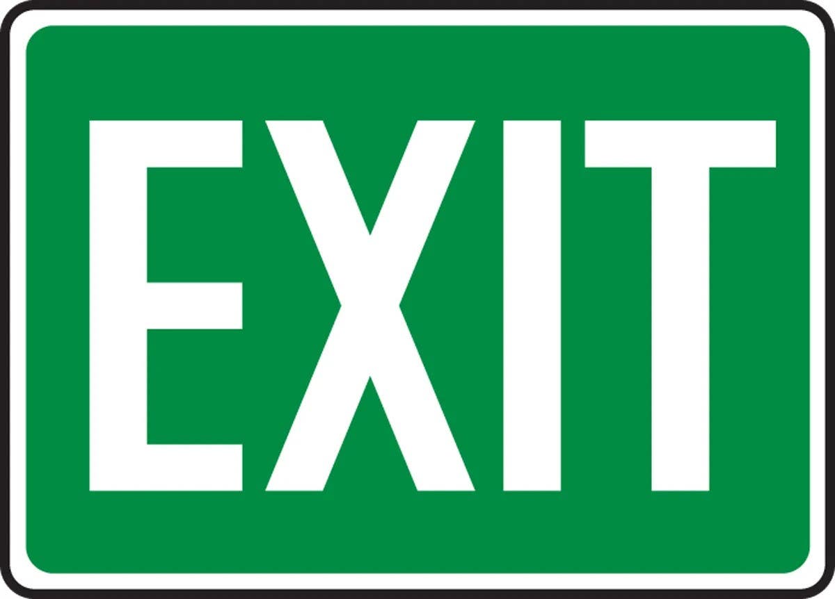 AccuformNMC M Safety Sign, Exit (White On Green)