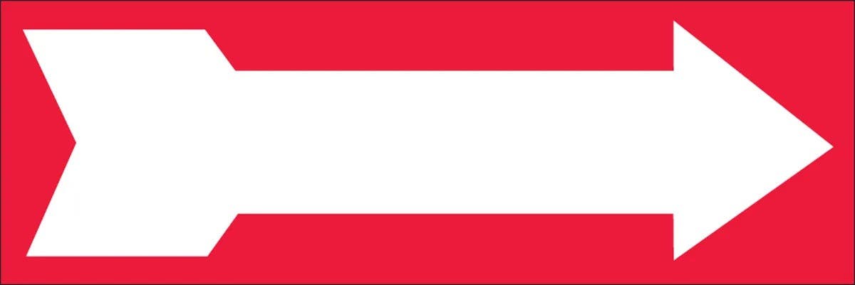 AccuformNMC MADM420 Safety Sign, White On Red Arrow, 4" H x 12" W