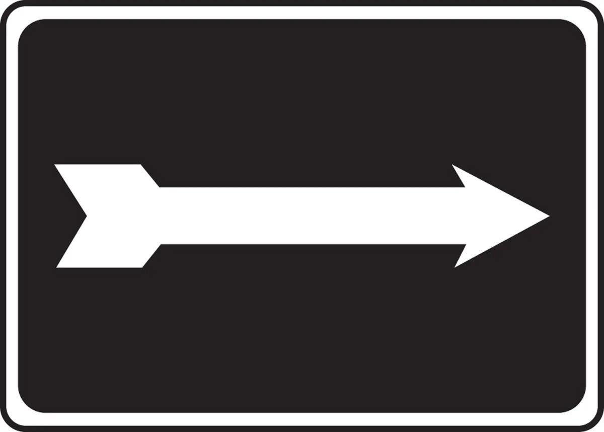 AccuformNMC MADM42 Safety Sign, (Ornate White Arrow On Black)