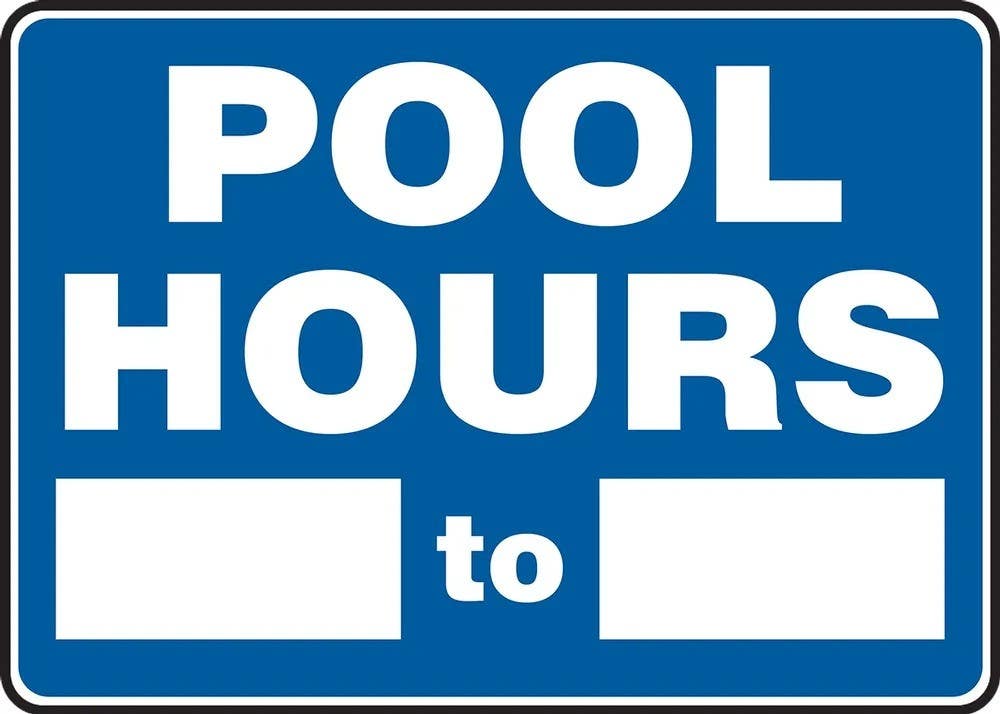 AccuformNMC MADM44 Safety Sign, Pool Hours