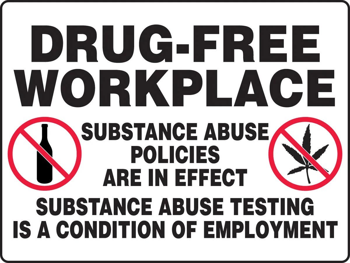 AccuformNMC MADM504 Really BigSign Drug-Free Workplace Safety Sign, Substance Abuse Policies Are In Effect…, 24" H x 36" W