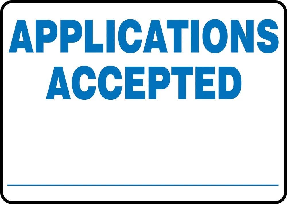 AccuformNMC MADM519 Custom Employment Sign, Applications Accepted, 7" H x 10" W