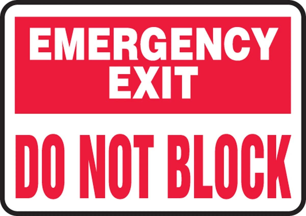 AccuformNMC M Safety Sign, Emergency Exit, Do Not Block