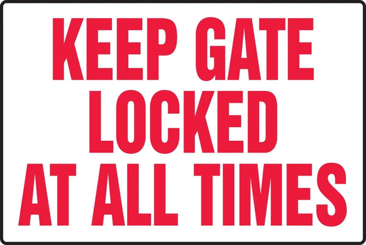 AccuformNMC MADM549 Safety Sign, Keep Gate Locked At All Times, 12" H x 18" W