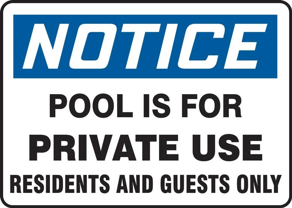 AccuformNMC MADM70 OSHA Notice Safety Sign, Pool Is For Private Use, Residents And Guests Only