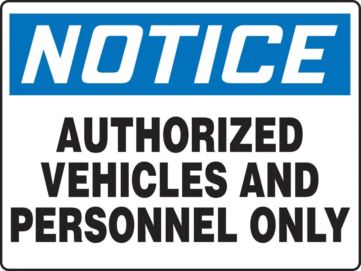 AccuformNMC MADM860 Really BigSign, OSHA Notice Safety Sign, Authorized Vehicles & Personnel Only, 24" H x 36" W