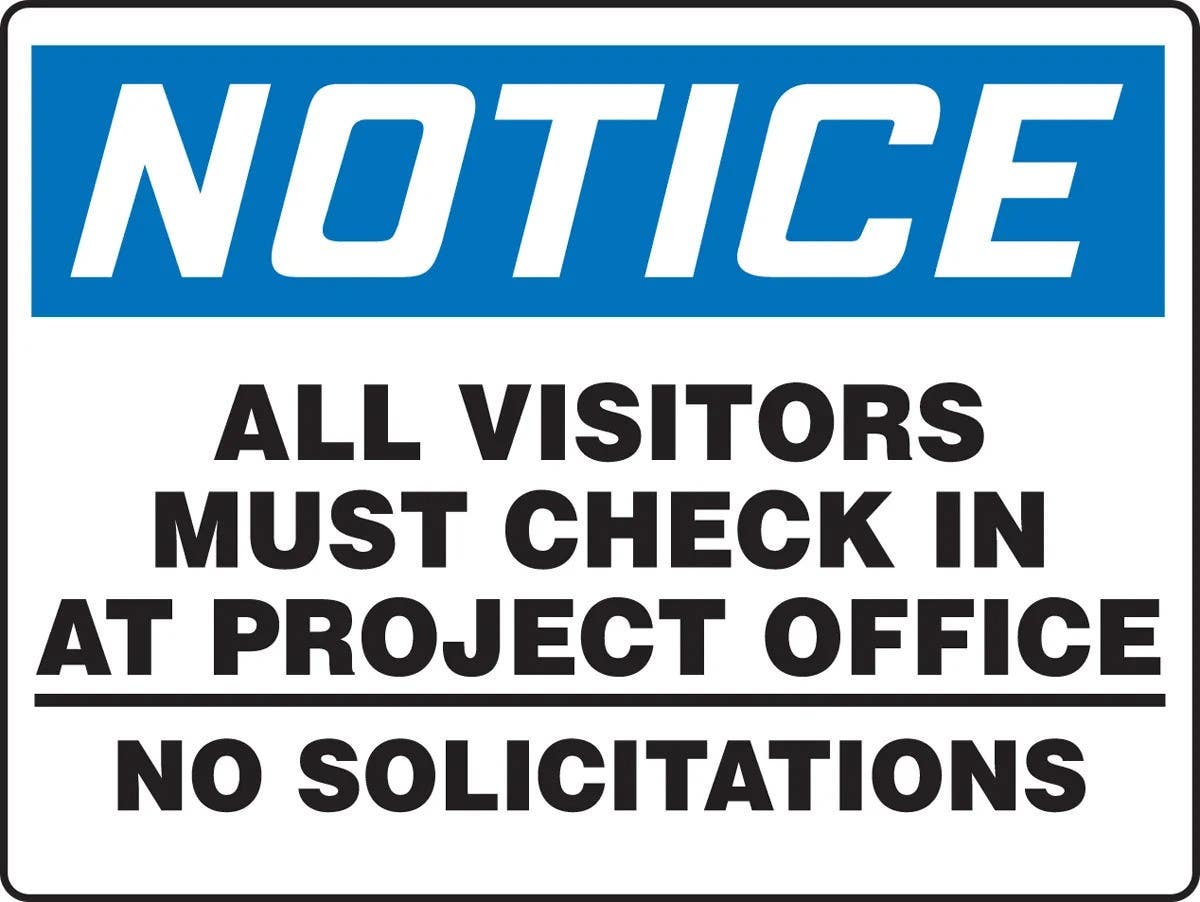 AccuformNMC MADM862 Really BigSign, OSHA Notice Safety Sign, All Visitors Must Check In…, 24" H x 36" W