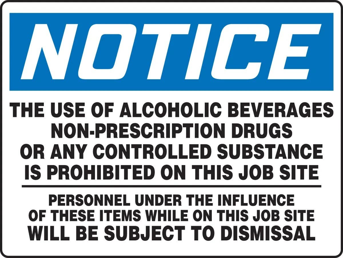 AccuformNMC MADM865 Really BigSign, OSHA Notice Safety Sign, Alcohol And Drugs Are Prohibited…, 24" H x 36" W