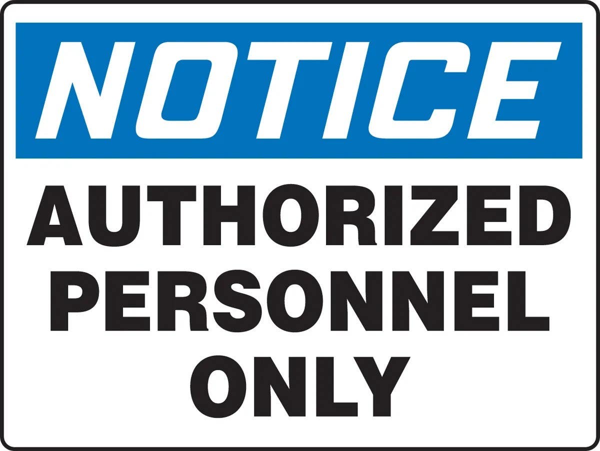 AccuformNMC MADM868 Really BigSign, OSHA Notice Safety Sign, Authorized Personnel Only…, 24" H x 36" W