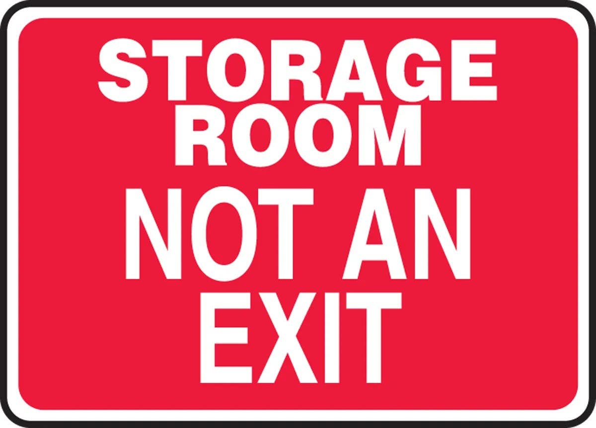AccuformNMC MADM914 Safety Sign, Storage Room Not An Exit, 10" H x 14" W