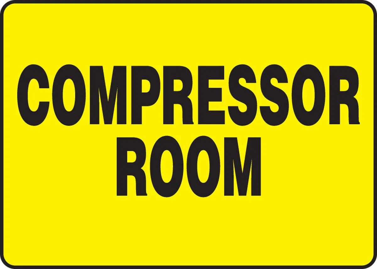 AccuformNMC MADM933 Safety Sign, Compressor Room, 10" H x 14" W