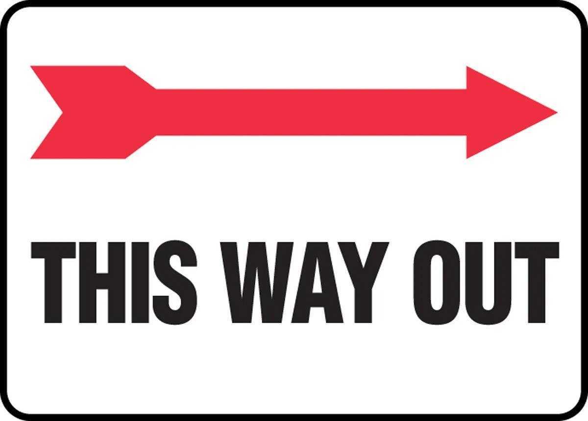 AccuformNMC MADM9 Safety Sign, This Way Out, 10" H x 14" W