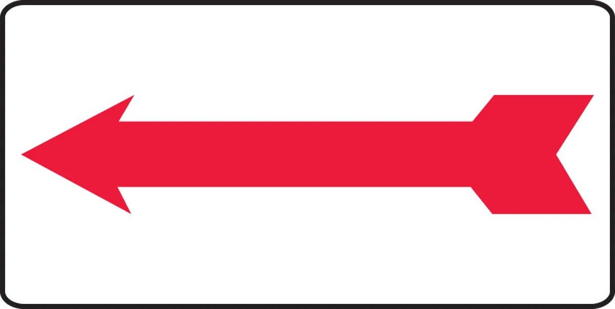 AccuformNMC MADM995 Safety Sign, Left Arrow (Red On White Background), 7" H x 14" W