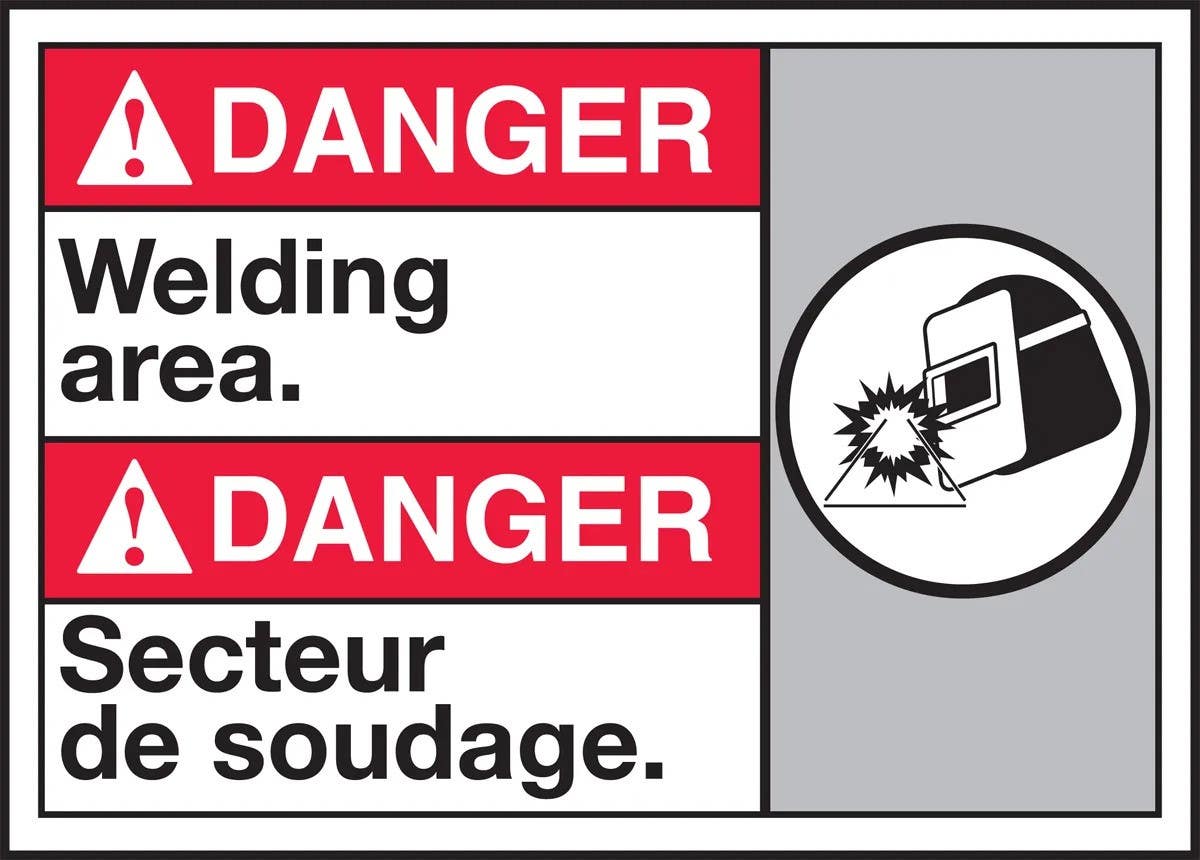 AccuformNMC MAFC153 Bilingual ANSI Danger Safety Sign, Welding Area, 10" H x 14" W