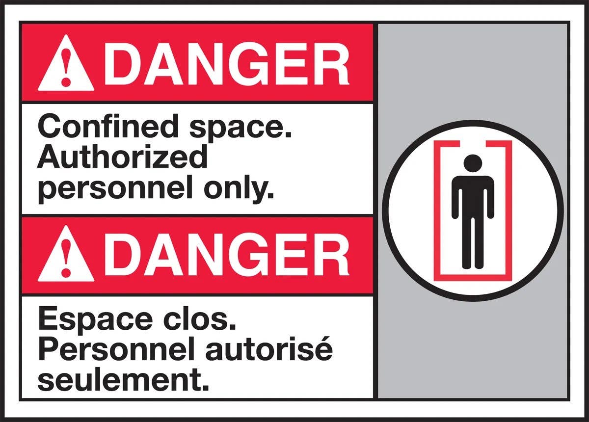 AccuformNMC MAFC182 Bilingual ANSI Danger Safety Sign, Confined Space. Authorized Personnel Only, 10" H x 14" W