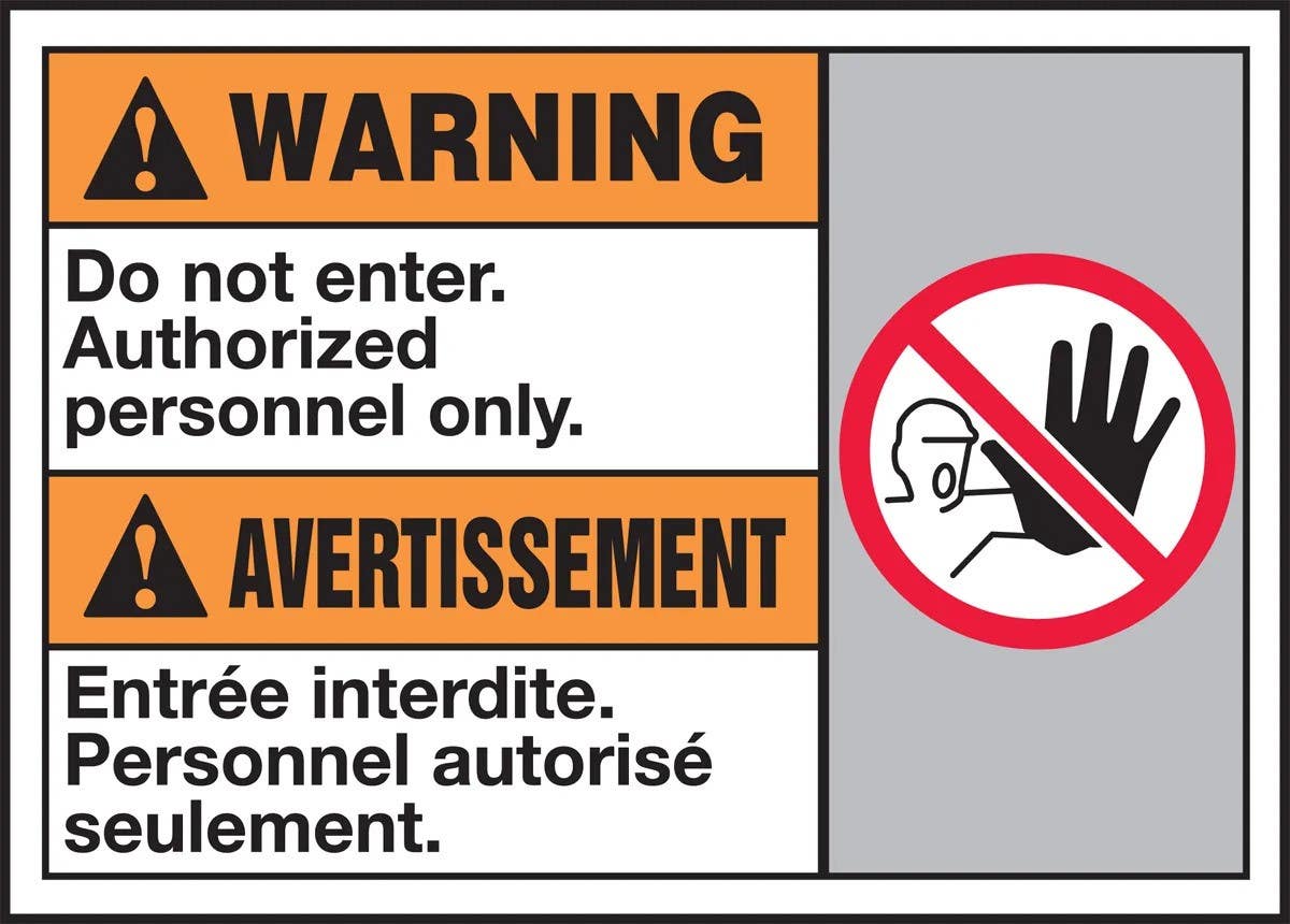 AccuformNMC MAFC312 Bilingual ANSI Warning Safety Sign, Do Not Enter. Authorized Personnel Only, 10" H x 14" W