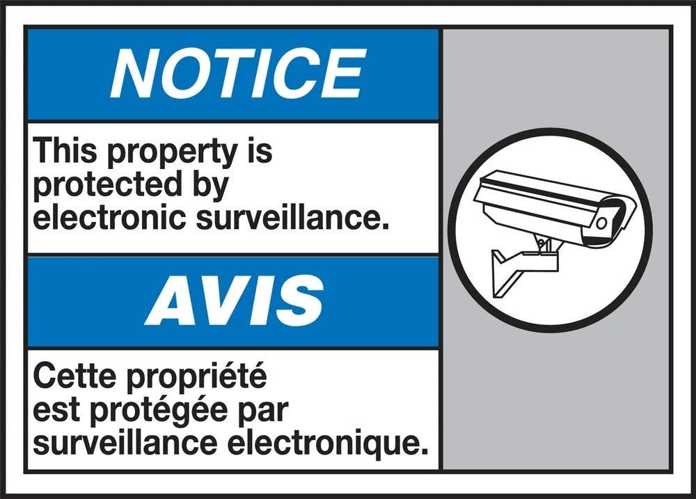 AccuformNMC MAFC821 Bilingual Safety Sign, Notice, This Property Is Protected By Electronic Surveillance, 10" H x 14" W