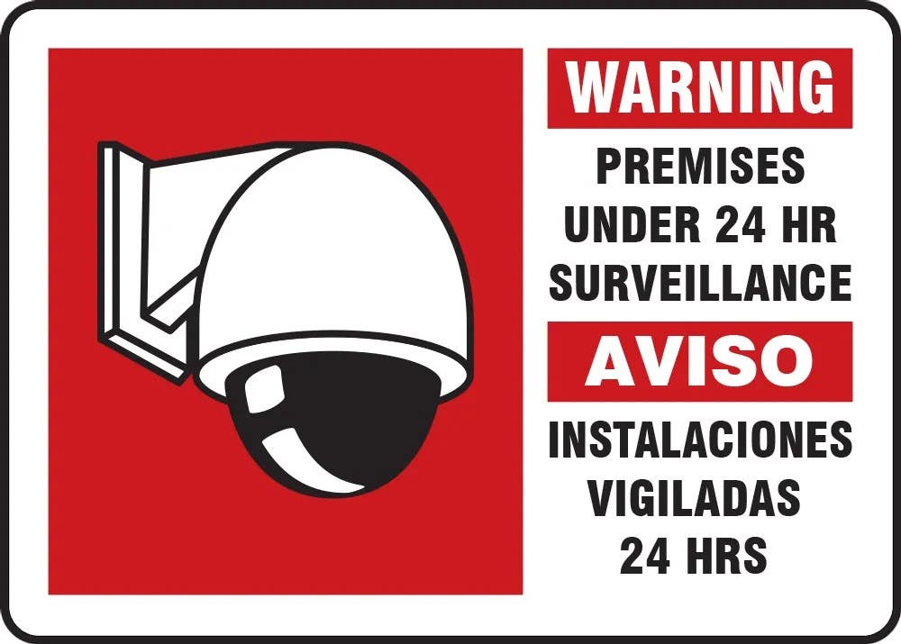 AccuformNMC MASE302 Video Surveillance Sign, Warning, Premises Under 24 Hr Surveillance, 10" H x 14" W