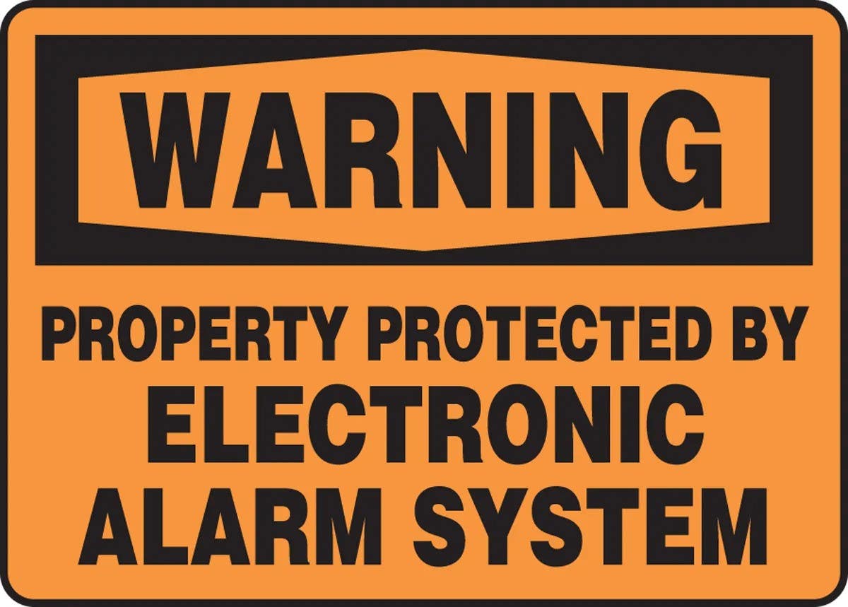 AccuformNMC MASE303 OSHA Warning Safety Sign, Property Protected By Electronic Alarm System, 10" H x 14" W