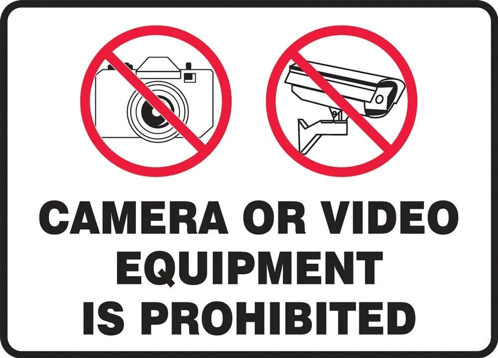 AccuformNMC MASE505 Safety Sign, Camera Or Video Equipment Is Prohibited, 10" H x 14" W