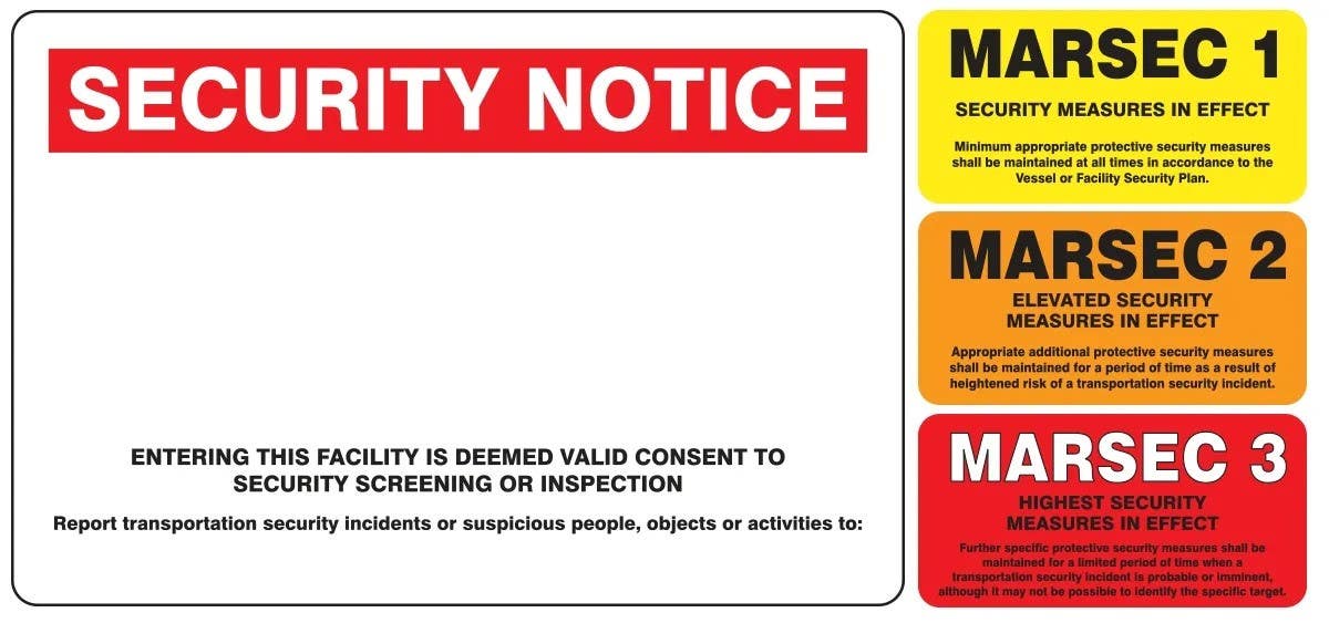 AccuformNMC MASE530 Maritime Security (Marsec) Sign, Security Notice, Galvanized Steel, 24" H x 36" W