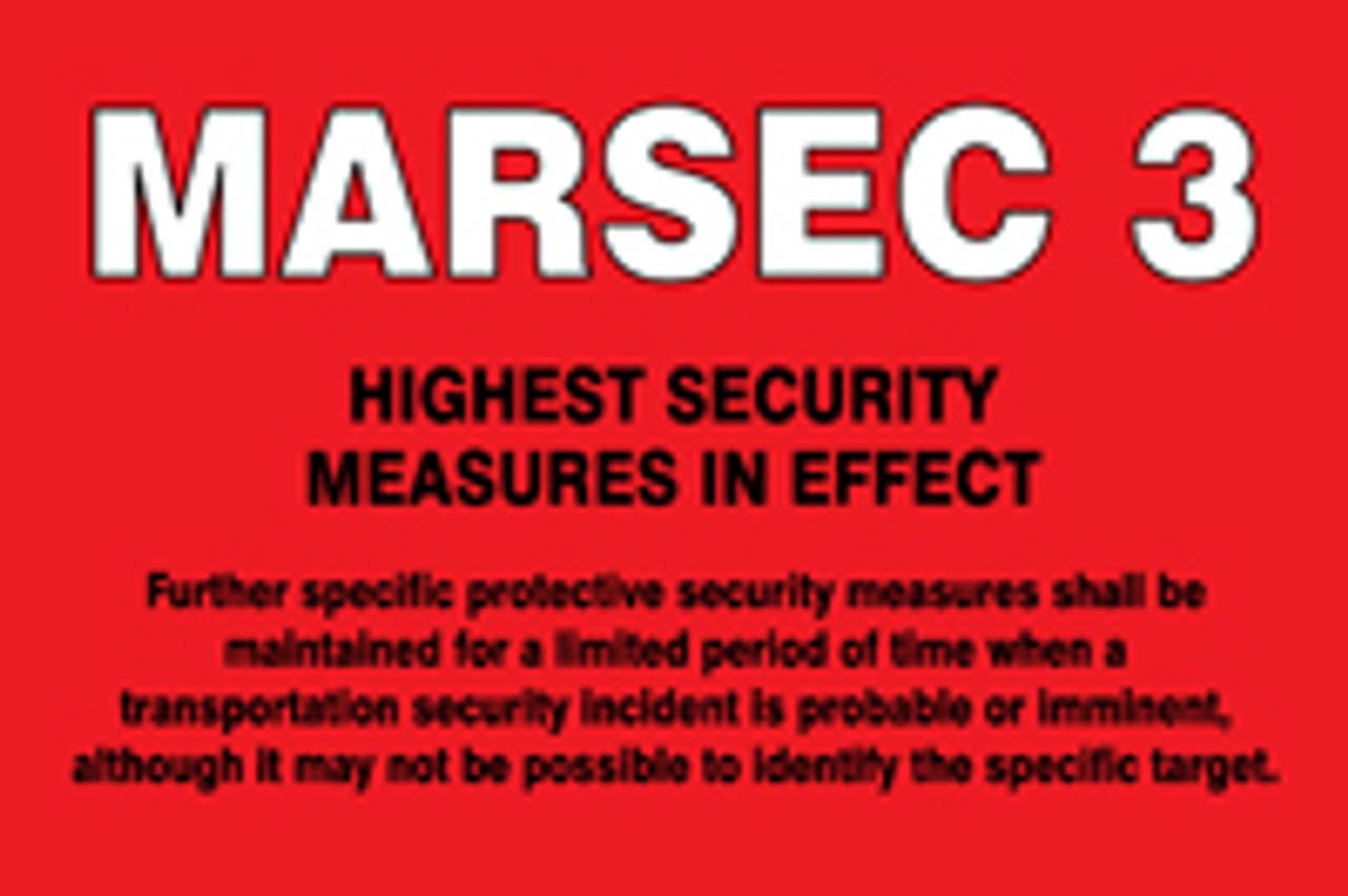 AccuformNMC MASE543 Safety Sign, Marsec 3, Highest Security Measures In Effect, 12" H x 18" W