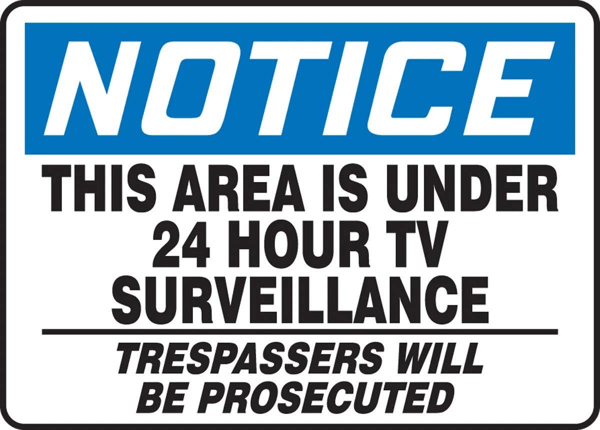 AccuformNMC MASE81 OSHA Notice Safety Sign, This Area Is Under 24 Hour TV Surveillance…