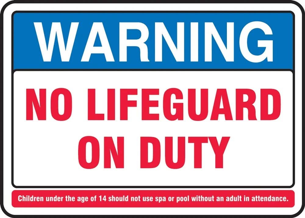 AccuformNMC MASW303 Safety Sign, Pool Rules Warning No Lifeguard On Duty, 20" H x 28" W