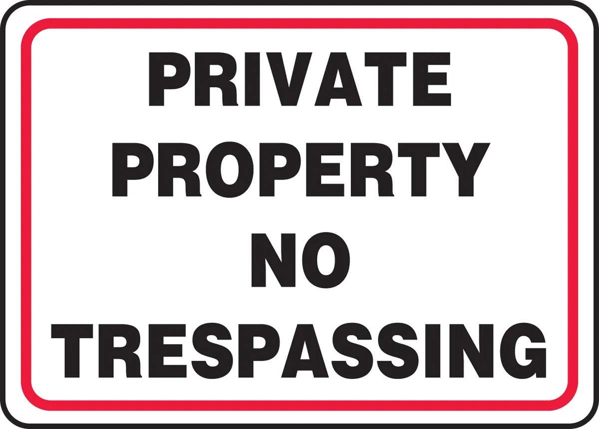 AccuformNMC MATR538 Safety Sign, Private Property, No Trespassing, 10" H x 14" W