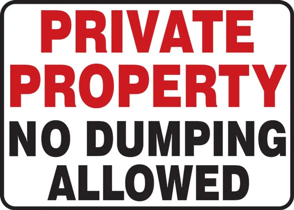 AccuformNMC MATR979 Safety Sign, Private Property, No Dumping Allowed, 10" H x 14" W