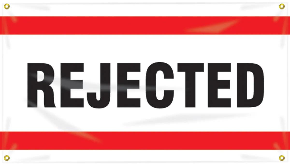 AccuformNMC MBC121 Quality Control Ceiling Banner, Rejected, 28" H x 4' W