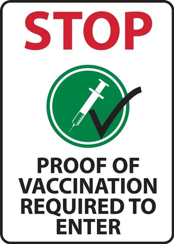 AccuformNMC MBDX902 Safety Sign, Stop Proof of Vaccination Required to Enter, 14" H x 10" W