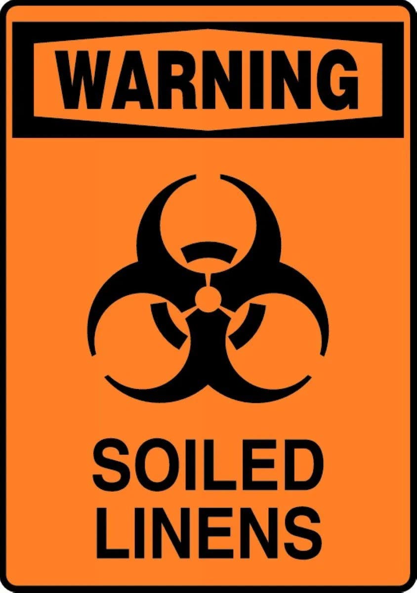 AccuformNMC MBHZ02 OSHA Warning Safety Sign, Soiled Linens
