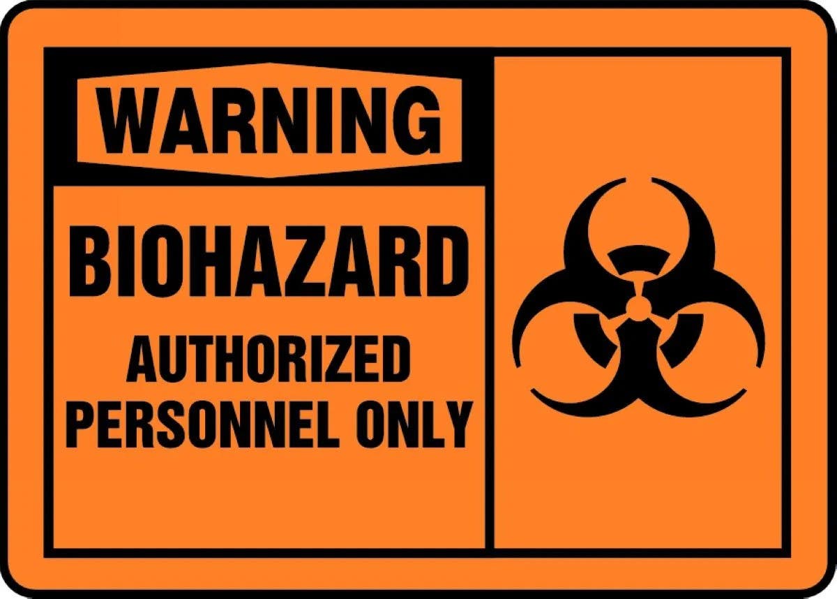 AccuformNMC MBHZ30 OSHA Warning Safety Sign, Biohazard, Authorized Personnel Only