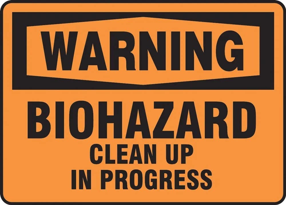 AccuformNMC MBHZ31 OSHA Warning Safety Sign, Biohazard Clean Up In Progress