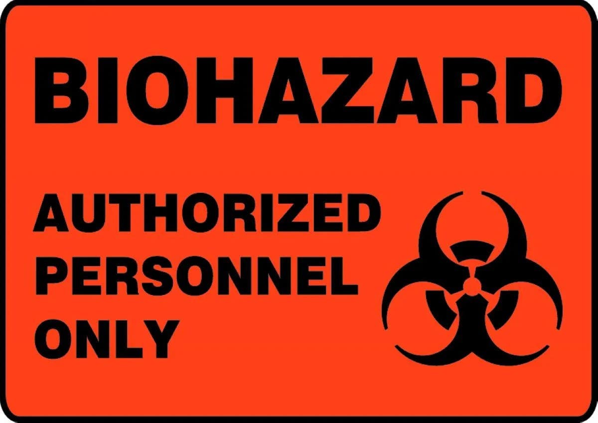 AccuformNMC MBHZ50 OSHA Biohazard Safety Sign, Authorized Personnel Only