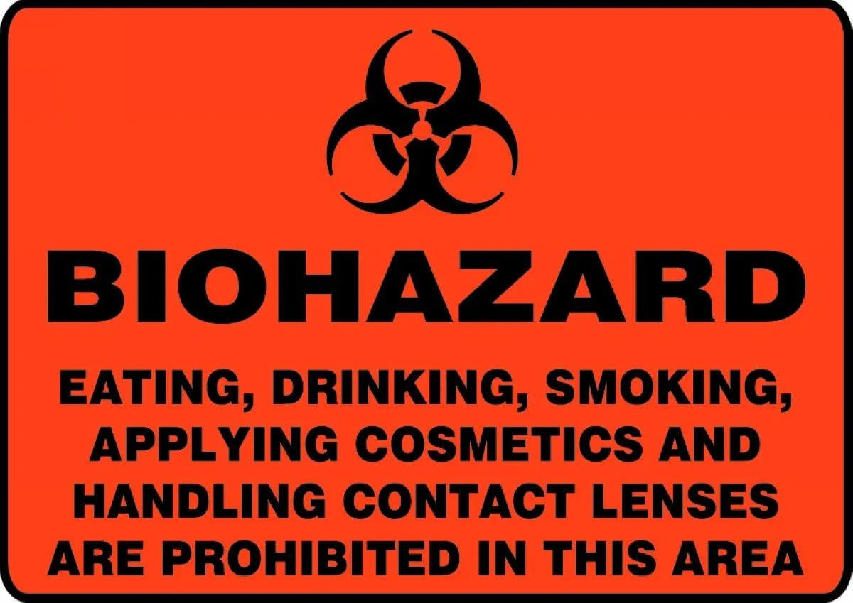 AccuformNMC MBHZ5 Biohazard Safety Sign, Eating, Drinking, Smoking, Applying Cosmetics, And Handling…