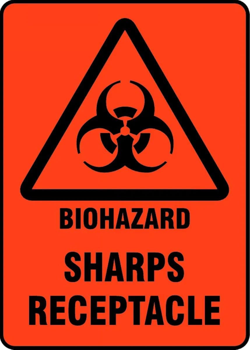 AccuformNMC MBHZ5 Safety Sign, Biohazard, Sharps Receptacle