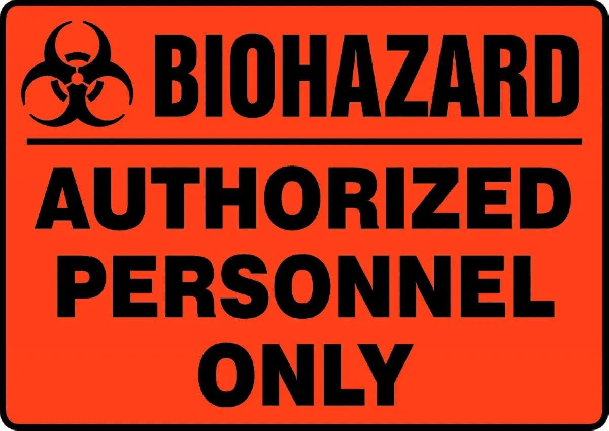 AccuformNMC MBHZ909 Biohazard Safety Sign, Authorized Personnel Only, 10" H x 14" W
