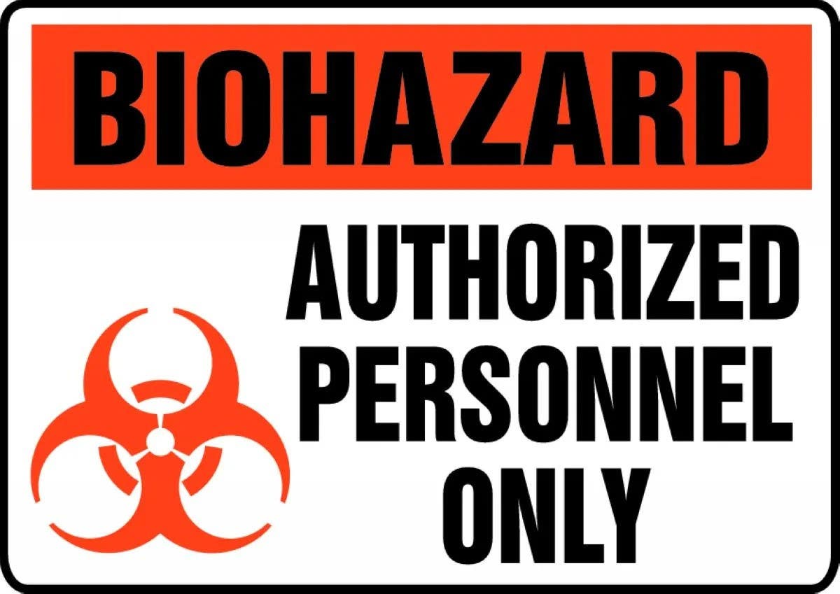 AccuformNMC MBHZ911 Biohazard Safety Sign, Authorized Personnel Only, 10" H x 14" W